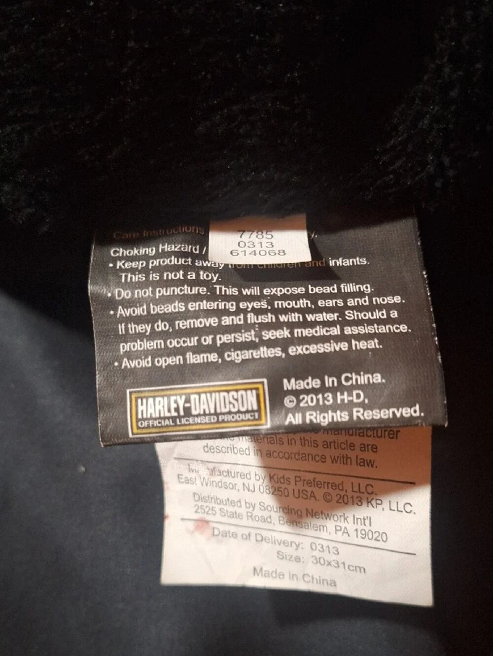 Harley-Davidson Black Neck Pillow with Orange Flame Patch